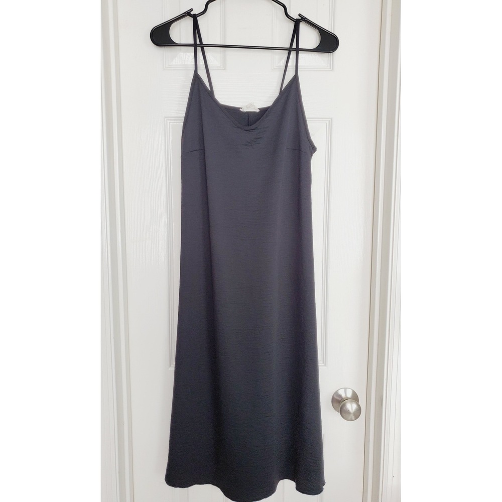 See You Monday Slip Dress Black Midi Spaghetti Strap Minimalist Layering S